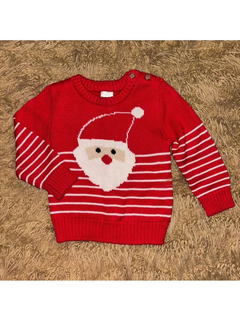 Holiday Time Red and White Santa Sweater for Kids